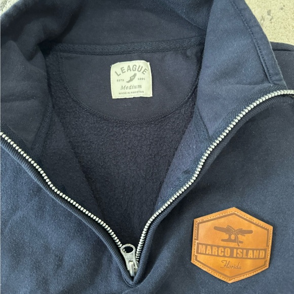 League Brand Marco Island Florida Pullover Quarter Zip Sweatshirt Crew Top - Picture 3 of 3